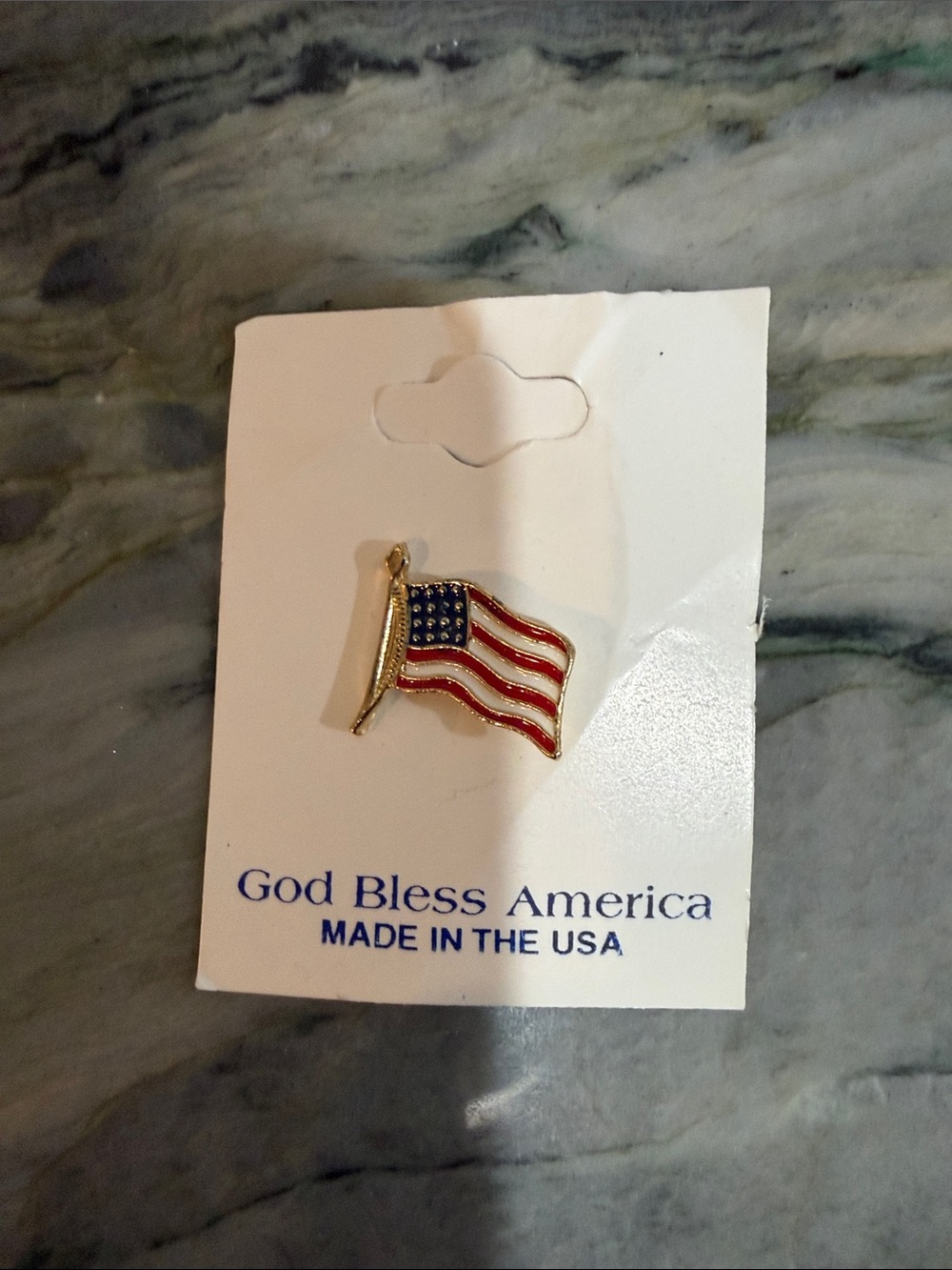 Gold-Tone American Flag Enamel Pin - Red, White & Blue